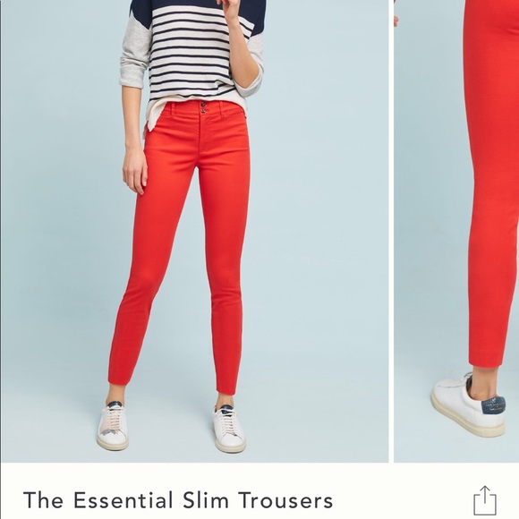 red slim trousers
